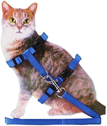 Pet Halter Harness Cat Leash Collar String Rope Cord Outdoor Training Walking (Blue)