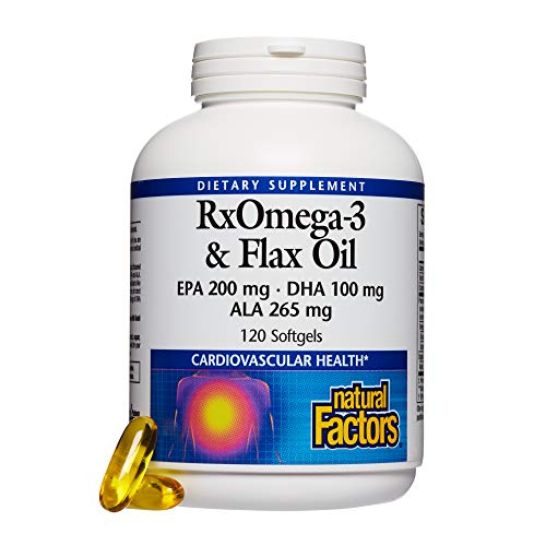 Natural Factors, RxOmega3 & Flax Oil, Supports Cardiovascular Health with Omega3 DHA and EPA
