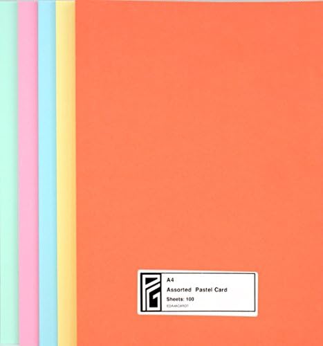 Assorted Pastel Paper & Card 5 Bright Colours Various Pack (A2 210gsm 50 Sheets)