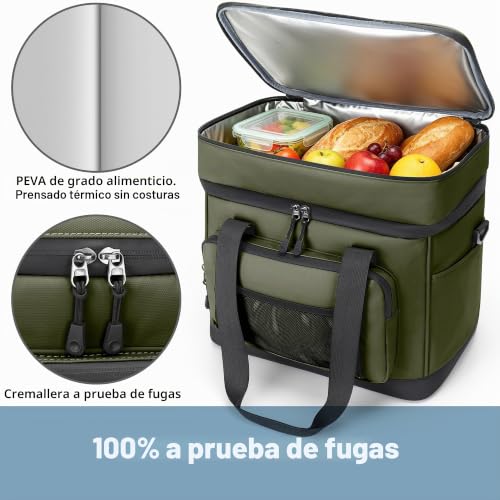 Youngoa Portable Cooler, 40L Large Double Folding Beach Cooler, Portable and Waterproof Isothermal Thermal Bag for Picnic