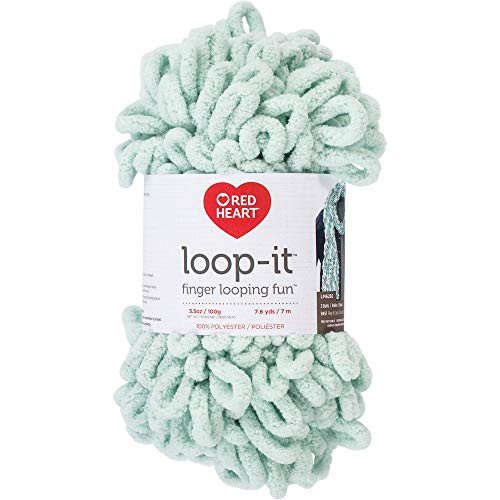 RED HEART E884.0521 Loop-It Yarn, Mint to Be