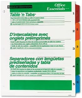 Office Essentials 11667 Table n Tabs Dividers, 5-Tab, Letter