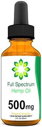 Premium Hemp Oil - 500mg 2oz - French Vanilla Flavor - May Help to Relieve Chronic Pain, Improve Sleep, Mood, Brain Function, Skin and Hair - Utilizing Liquid Hemp with Better Overall Absorption! …