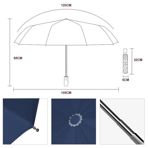 MXCOCO Paraguas Plegable Automático, Paraguas de Bolsillo para Lluvia y Sol, Sombrilla Plegable Grande Resistente al Viento y Lluvia con Protección UV, Portátil para Hombres y Mujeres