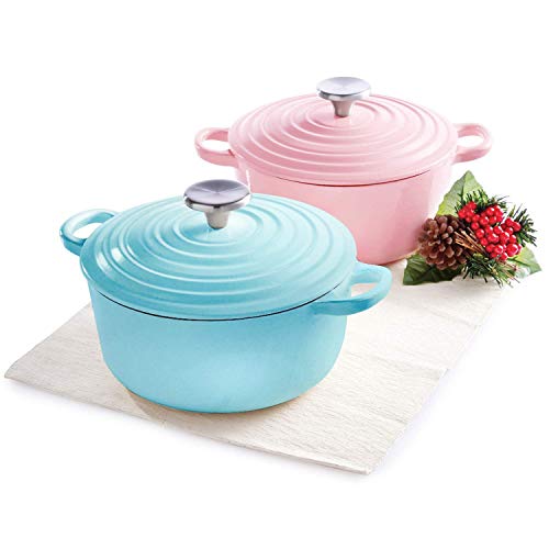 House of Living Art Dutch Oven, Enameled Cast Iron, 3 Quart, Pink The Home Kitchen Store