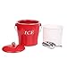 T686 Vintage Red 4L Metal Double Walled Ice Bucket Set/Home Kitchen Gifts With Lid/wooden Handle And Scoop