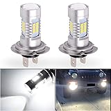 YITAMOTOR Fog Lights LED Bulbs 1200 Lumens Extremely Bright Xenon White 21 SMD H7 LED Bulbs Daytime Running Lights with Projector