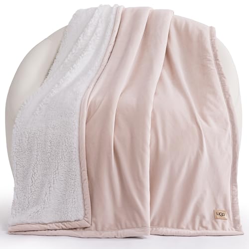 UGG Bliss Fleece Throw Blanket for Couch, 50''x70'', Quartz Pink