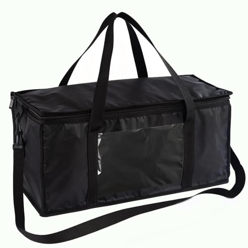 Large Thermal Bag, 60L Foldable Cooler Bag, Reusable Black Thermal Cooler Bag for Picnic, Camping, Outdoor BBQ, Travel, Beach, Shopping