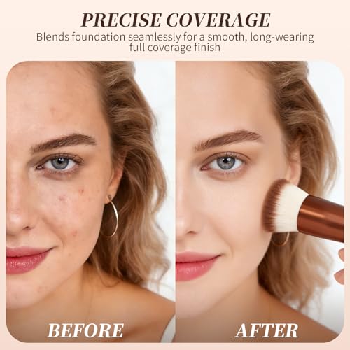 DUcare Foundation Brush Kabuki Make Up Brush Flat Top Makeup Brushes Perfect For Blending Liquid, Cream or Flawless Powder Cosmetics - Buffing, Stippling, Concealer