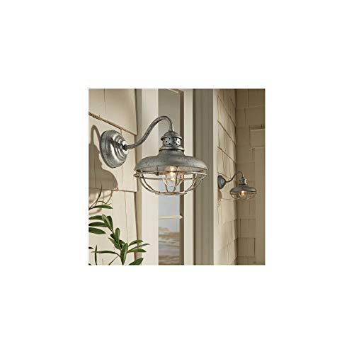 Franklin Park Rustic Industrial Outdoor Barn Light Wall Fixture Galvanized Steel Open Cage 9