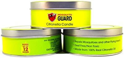 Mosquito Guard Citronella Candles (3 Pack) 4.7 Oz each, Triple Wick, Made with 100% Natural Citronella Oil. Perfect for backyards, camping and every other outdoor activity