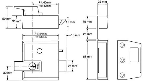 Yale B-2-BLX-PB-40 Double Locking Nightlatch, 40 mm Backset, Brass Finish, High Security, can be Locked from Inside with Key, Brasslux - Image 4