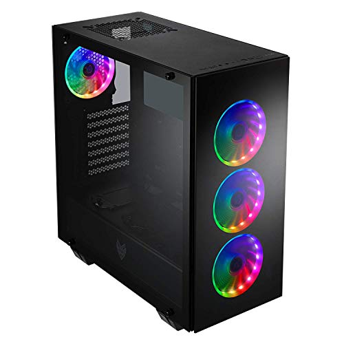FSP ATX Mid Tower PC Computer Gaming Case with 3 Tempered Glass Panels and 4 ARGB Fans (CMT510 Plus)