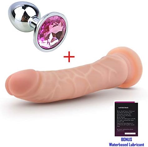 MoonFireToy OO10 7 inches Beige Dîldɔ Realistic Waterproof Medical Grade Silica Gel Plug Ďǐck Combo Sets