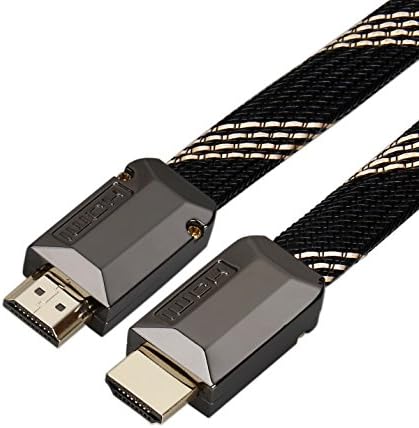 POLOK HDMI Cable 12 ft Ultra High Speed, Support 1080P, 4k, 3D, HDMI 1.4, 2.0, CL3 Rated, Ethernet, Audio Return, In Wall Installation, Zinc Metal Alloy Shielding Shell, 24K Gold Connector, Flat and Durable PVC Jacket, Nylon Mesh Braid for HD TV, DVD, Notebook, Xbox 360, PS3, Blu-ray, Type Male A to Type Male A - Latest Specification