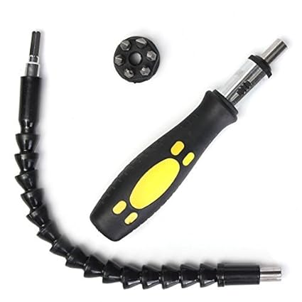 GTC Steel Functional Snake Bit Drill Extender with Bonus Bits Screwdriver (Black)