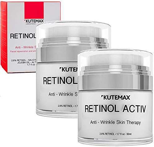 Retinol Night Cream for Face and Neck - Anti-Age Formula - Reduces Wrinkles and Fine Lines - Special Mix of 2,8% Pure Retinol and Organic Skincare Ingredients- 1.7 fl oz, 50 ml - Set of 2