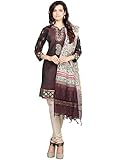IndusDiva Women's Brown Cotton and Shantoon Short Kurti and Churidaar