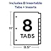 Avery Big Tab Insertable Dividers for 3 Ring Binders, 8-Tab Set, White Paper, Clear Tabs, 1 Binder Divider Set (11124)