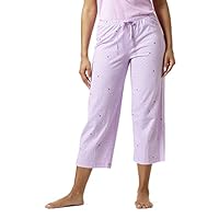 HUE womens Printed Knit Capri Sleep Pant Pajama Bottom, Lupine - Ladybug, Large US