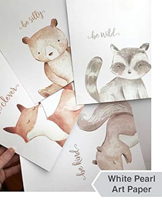 Woodland Nursery Wall Decor Art - 8x10 Unframed Set of 4 Prints - Forest Creatures Boy Girl Watercolor Quotes Animal Artwork Posters - Bear Fox Raccoon Squirrel