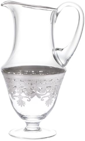 Rose's Glassware Fine Italian Decorative Glass Pitcher - Sterling Silver Accented