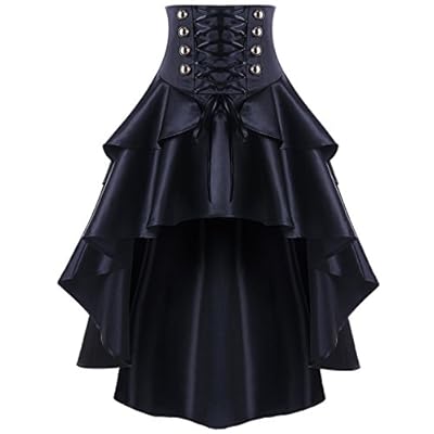 KennsGations Black Lace up Ruffles Vintage Gothic Skirt Women Plus Size Mini High Low Skirts Womens Punk Party Skirt