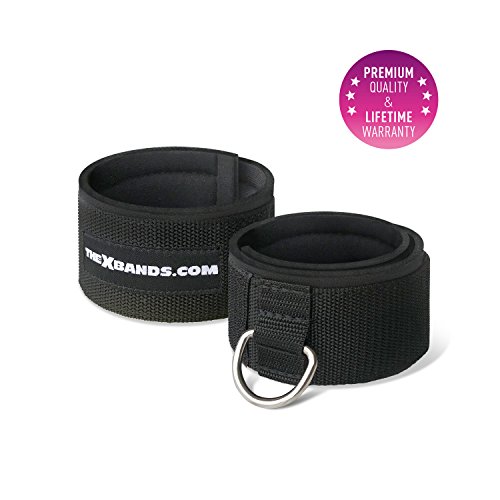 The x Bands Ankle Straps for Gym Cable Machine and Resistance Bands by 2 Padded Fitness Cuffs for Men and Women - Best for Exercise Equipment, Booty Bands, Weight Lifting, Leg Workout, Glutes, Quads
