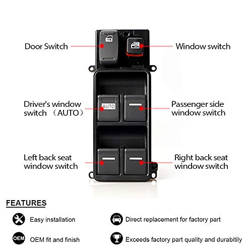 Driver Side Power Window Switch 35750-SDA-H12 for 2003-2007 Honda Accord Sedan