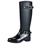 Jamron Women Stylish Snow Rain Festival Tall Wellies Adjustable Buckle Strap Knee High Zip Wellington Boots