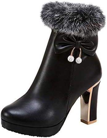 Allegra K Women's Side Zip Chunky Heels Dark Blue Ankle Boots 5.5 M US | Ankle & Bootie