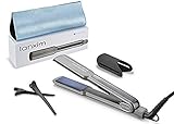 Lanxim Professional Flat Iron Hair Straightener with1 1/4-Inch Tourmaline Ceramic 3D Floating Plate 10s Fast Heat Tempe Control 450F Salon Heat Auto Shut Off Hair Straightening Irons with Travel Bag