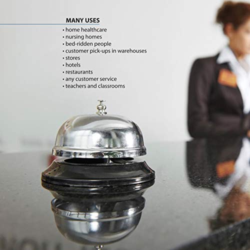 image for Deke Home Call Bell Chrome Finish. Hand front desk ringing bell servic