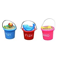 Cupcinu Miniature Fairy Garden Beach Bucket Small Garden Sculpture Ornaments Dollhouse DIY Accessories Figurine Garden Home Decor (3 of Pack)