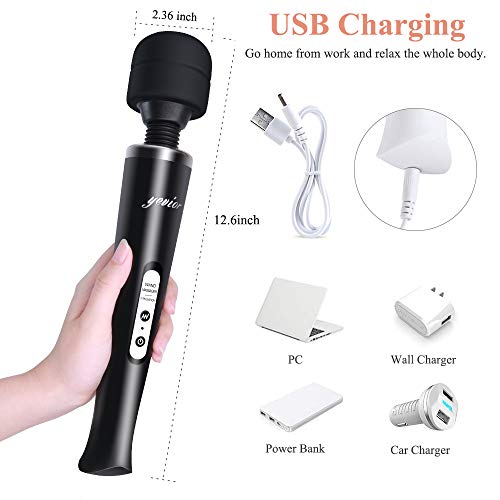 YEVIOR Cordless Personal Wand Electric Massager with 10 Powerful Pulse