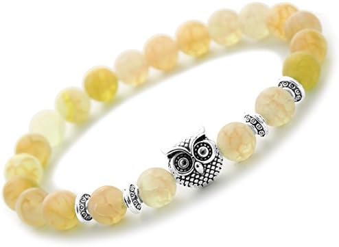 Mens Womens Bracelet - Natural Wind Turquoise Agate Beads (Yellow Wind Turquoise Agate Beads …)
