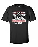 Eat Bacon funny novelty T Shirt L Black