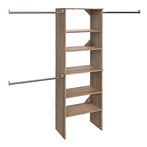 ClosetMaid SuiteSymphony Wood Closet Organizer Starter Kit with Tower and 3 Hang Rods, Shelves