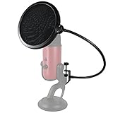 HDE 6 Inch Pop Filter Shield Studio Microphone Wind Screen with Stand Clip for Blue Yeti Microphones and USB Condenser Mics (Black)
