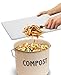 Compost Bin with 7 FREE Charcoal Filters by Silky Road | 1.3-Gallon / 5-Liter | Vintage Cream Powder-Coated Carbon Steel | Kitchen Pail with Lid, Trash Keeper Container Bucket, Recycling Caddy