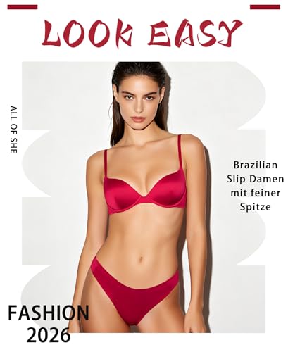 ALL OF SHE Seamless Underwear Women's Seamless Briefs Brazilian Lace Underpants Women's Briefs Women Seamless Pack of 6 Sexy Hipster Invisible Brazil Comfortable Panties, S-2XL