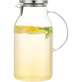 Karafu 100 Ounces/3 Liter Glass Pitcher with Lid, Wide Mouth Heat Resistant Water Jug for Hot/Cold Water, Ice tea and Juice Beverage