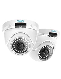 Reolink RLC-420-5MP (2 unidades) PoE Cámara de vigilancia de vídeo al aire libre, seguridad en el hogar, visión nocturna, detección de movimiento con ranura para tarjeta SD y micrófono integrado