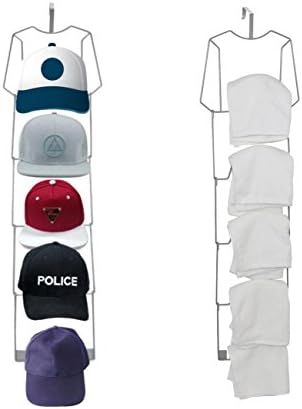 ESYLIFE Over Door Baseball Cap Rack Organizer - Cascading Design - Silver