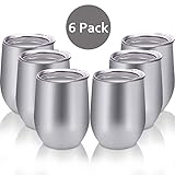 Skylety 6 Pack 12 Oz Unbreakable Drink-Ware Stemless Wine Tumbler