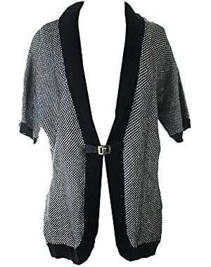 Calvin Klein Women's Short Sleeve Sweater Cardigan with Buckle