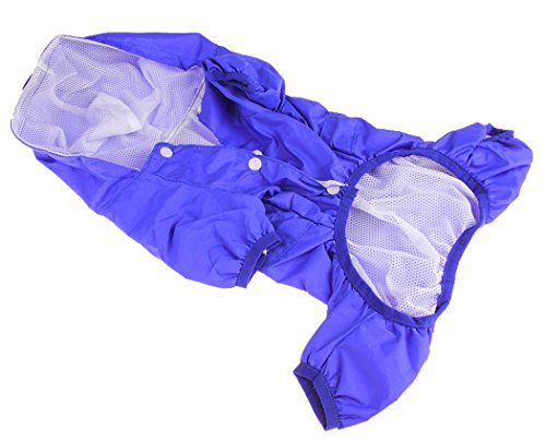 Xiaoyu Adjustable Pet Dog Waterproof Jumpsuit Raincoat Jacket with Safe Reflective Strips, Blue, S