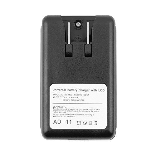 Efanr Black Universal Spare Battery Charger With LCD Display Indicator USB Wall Travel Cell Mobile Phone Battery Charging for Samsung Galaxy S7 S6 S5 S7 Edge Note 4 3 2 and More - Thumbnail 3
