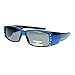 Womens Polarized Fit Over Glasses Sunglasses Rhinestones Rectangle Blue